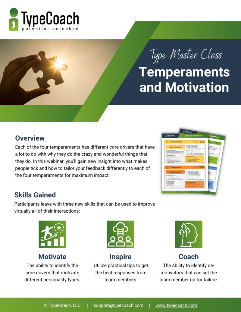 TypeCoach Master Class: Temperaments and Motivation